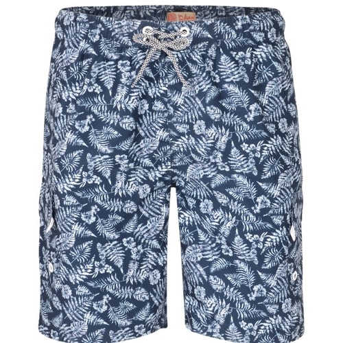 KAM Leaf Print Swim Shorts Navy